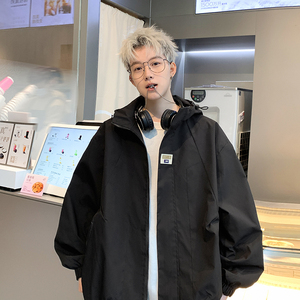 现货防水防风美式冲锋衣外套宽松大码男士连帽工装夹克 JK988-P75，男装夹克，电商A006