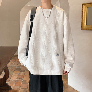 2025春装新款圆领宽松情侣长袖t恤衫男士潮流百搭卫衣 W9905-P35，男装T恤，电商A006