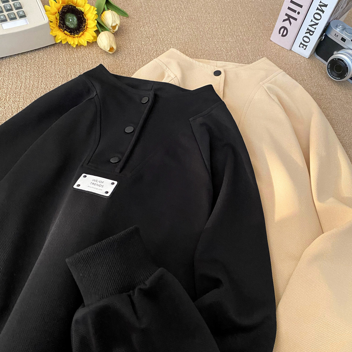 现货美式复古上衣男高街潮牌ins宽松休闲百搭套头衫卫衣W9906-P45，男装卫衣，电商A006