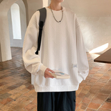 2025春装新款圆领宽松情侣长袖t恤衫男士潮流百搭卫衣W9905-P35，男装T恤，电商A006