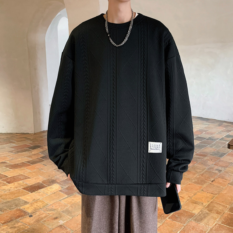 2025春装新款圆领宽松情侣长袖t恤衫男士潮流百搭卫衣W9905-P35，男装T恤，电商A006