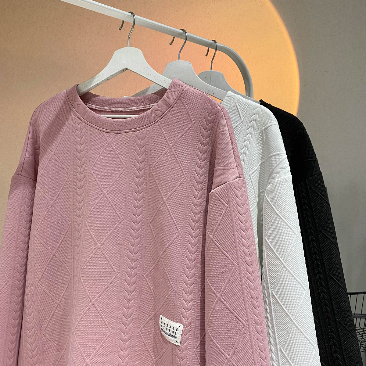 2025春装新款圆领宽松情侣长袖t恤衫男士潮流百搭卫衣W9905-P35，男装T恤，电商A006