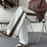 2025春装新款时尚阔腿裤直筒裤织带提花男士休闲裤K6696-P45，男装休闲裤，电商A006