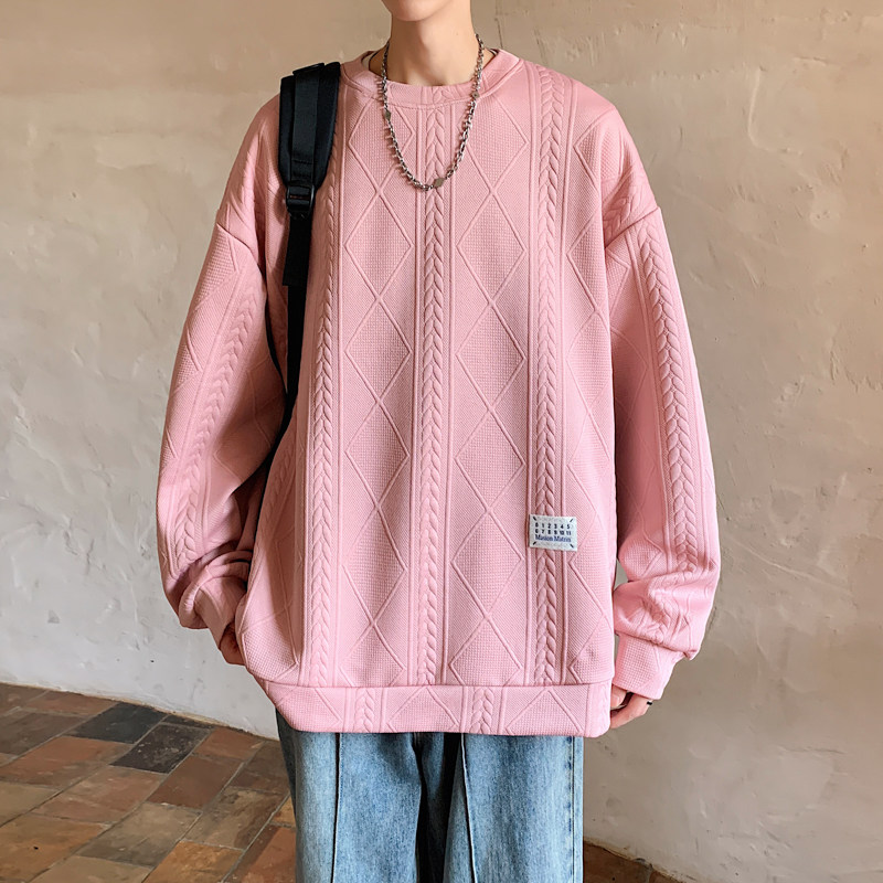 2025春装新款圆领宽松情侣长袖t恤衫男士潮流百搭卫衣W9905-P35，男装T恤，电商A006