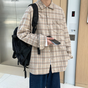2025秋装时尚印花男士格子长袖衬衫休闲衬衣 C990-P45图片