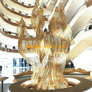 不锈钢屏风隔断玫瑰金玄关现代客厅酒店会所金属镂空雕花屏风