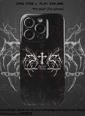 PlayGirl暗黑风哥特金属十字架手机壳适用苹果iPhone17pro亮面菲林16promax摇滚14小众磨砂imd全包13/12安卓