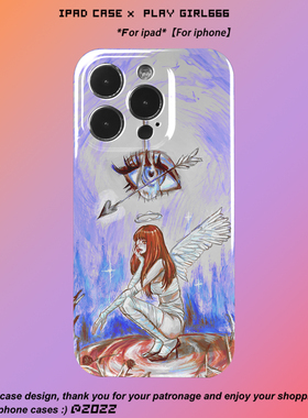 PlayGirl天使油画艺术多巴胺纯欲风手机壳适用iPhone14pro小众高级感苹果15/11/XS安卓小米华为vivo真我全包