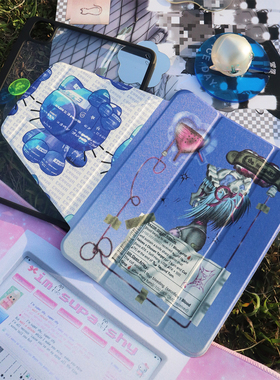 PlayGirl超现实乱码kt小众ipad平板壳适用Pro2022带笔槽苹果12.9/pro11旋转10.2亚克力10代华为matepad11艺术