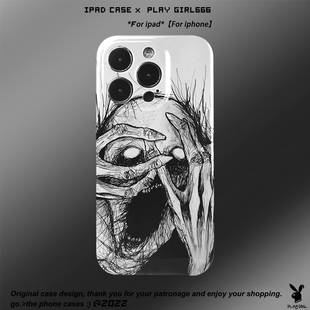 PlayGirl暗黑惊悚人像恐怖cult邪典个性 手机壳适用苹果iPhone14pro原创iphone13pro摇滚安卓vivo华为荣耀全包