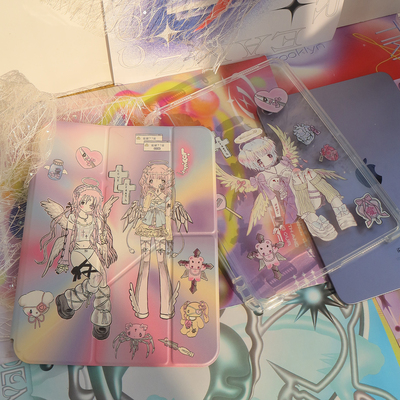小众插画病娇少女Y折iPad保护套