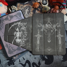 PlayGirll古典北欧风暗黑线条适用2025新款Air7苹果iPad保护壳pro13寸滑轨拆分mini7套iPad11亚克力Y折华为