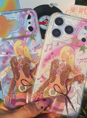 PlayGirl古早复古音符辣妹imd双层磁吸手机壳适用iphone17proma苹果16镭射15pro轻亚风14plus保护套13全包边