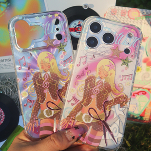 PlayGirl古早复古音符辣妹imd双层磁吸手机壳适用iphone17proma苹果16镭射15pro轻亚风14plus保护套13全包边