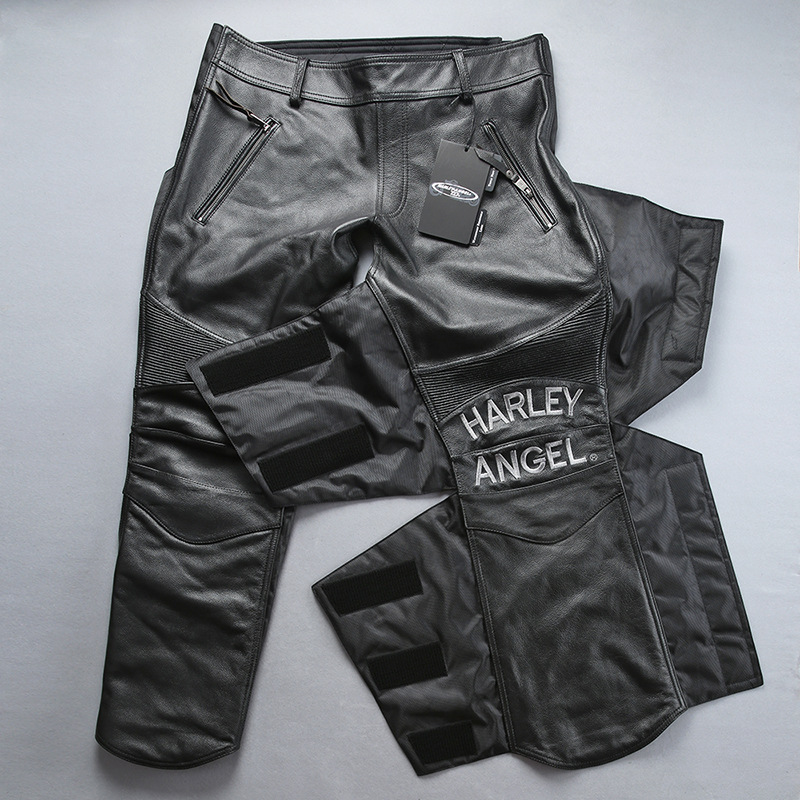 可拆卸冬季摩托机车骑行真皮皮裤
