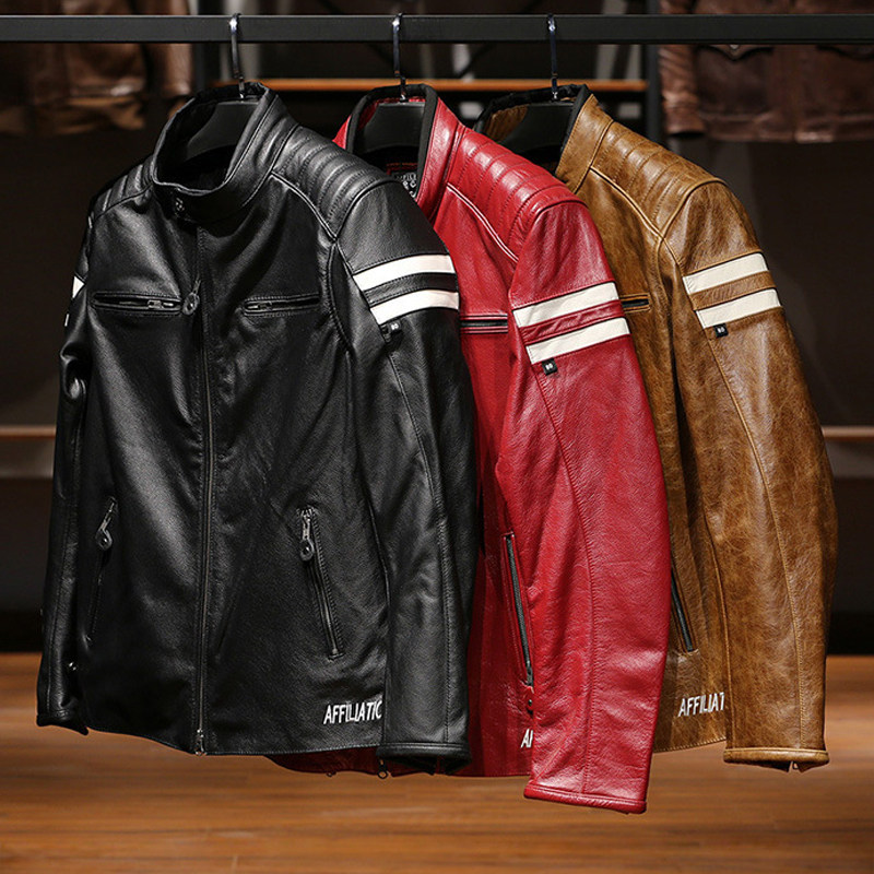 新款真皮皮衣男立领头层牛皮摩托车骑行机车服短款皮夹克春秋外套
