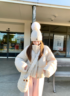 Ashy Snow 云朵泡芙 新国标90白鸭绒羽绒服女冬季短款面包服外套