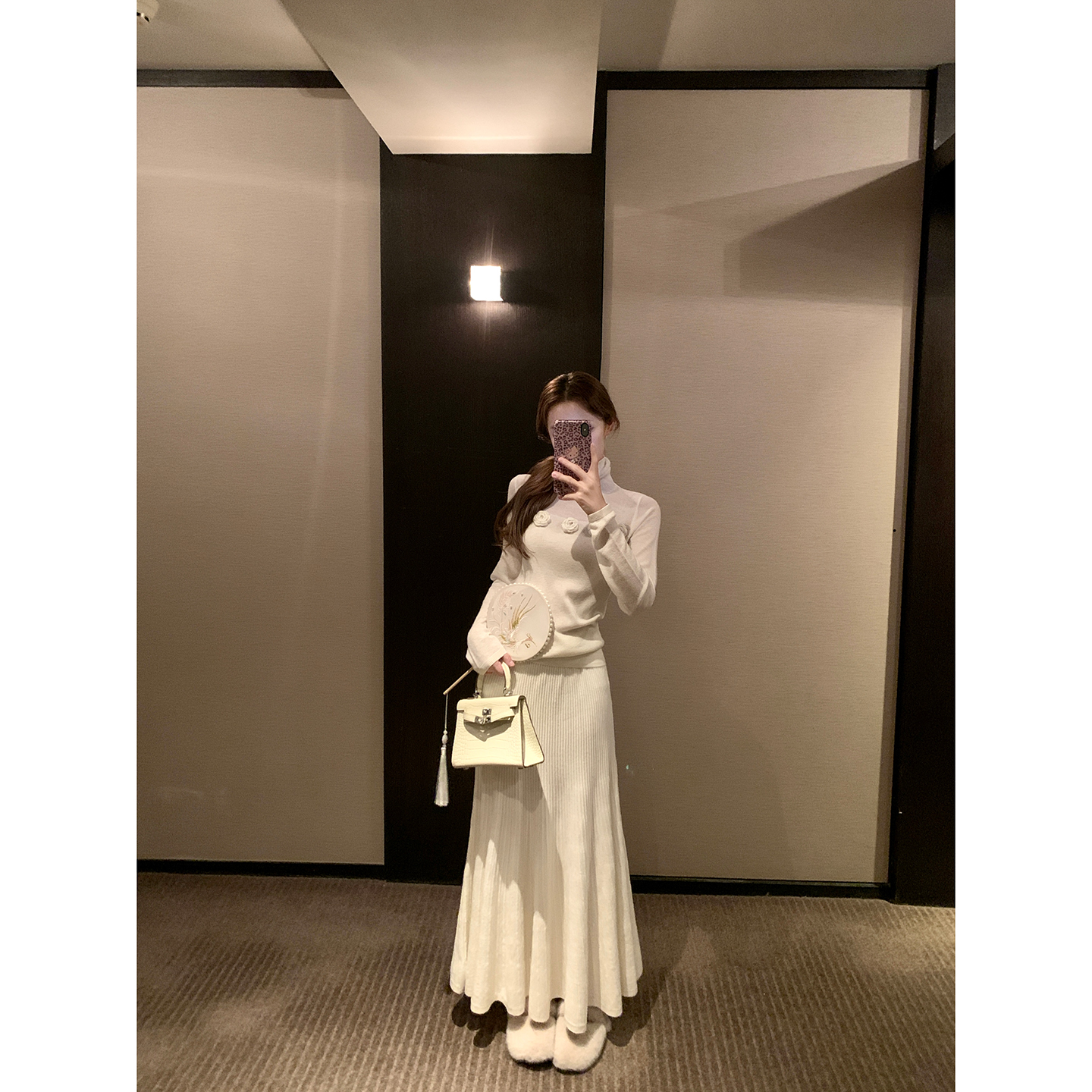 浪漫旋律坑条针织长裙