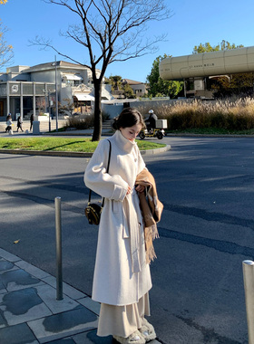 Ashy Snow 柏林纪事 立领长款牦牛绒羊毛双面呢大衣韩系慵懒感