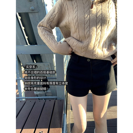 Ashy Snow「实穿系」好版型wan能百搭黑色西装短裤女高级感休闲裤