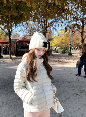 Ashy Snow白女美学 90白鹅绒轻薄无压连帽排骨羽绒服短款微收腰