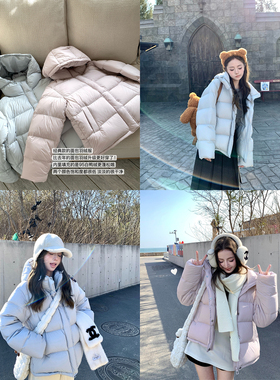 Ashy Snow 小暖包 95白鸭绒短款连帽加厚面包羽绒服磁吸扣轻暖型