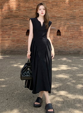 Ashy Snow【清仓折扣】jue佳剪裁 高级感无袖法式收腰长款连衣裙