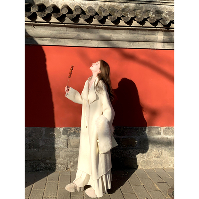 京洛佳人金扣双面呢大衣