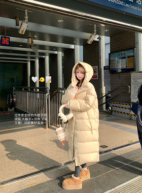 Ashy Snow 过冬安全感！长款连帽90白鸭绒羽绒服女款冬季加厚外套