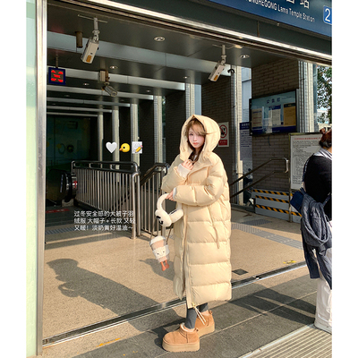 长款连帽90白鸭绒羽绒服