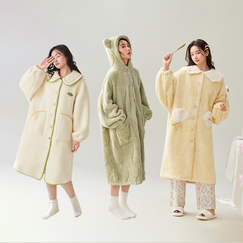 【所有姐姐的衣橱直播间】安之伴珊瑚绒睡袍女甜美可爱睡衣家居服