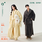 安之伴 睡裙 家居服中长款 巨保暖 情侣珊瑚绒睡袍女秋冬加厚男士