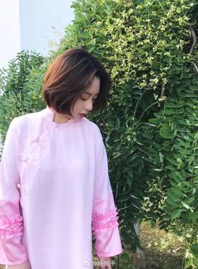 ECHOBIYA/ 现货秒发胡斑同款粉色pink盘扣可爱 少女中国风连衣裙