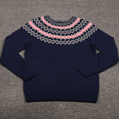 TBS大码女装羊毛混纺提花针织衫