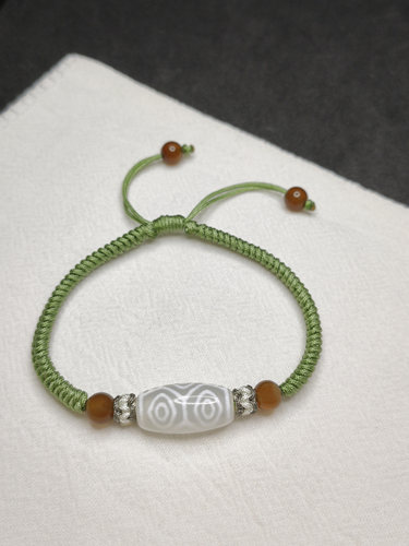 天玛西藏天珠龙眼玛瑙白玉髓手串