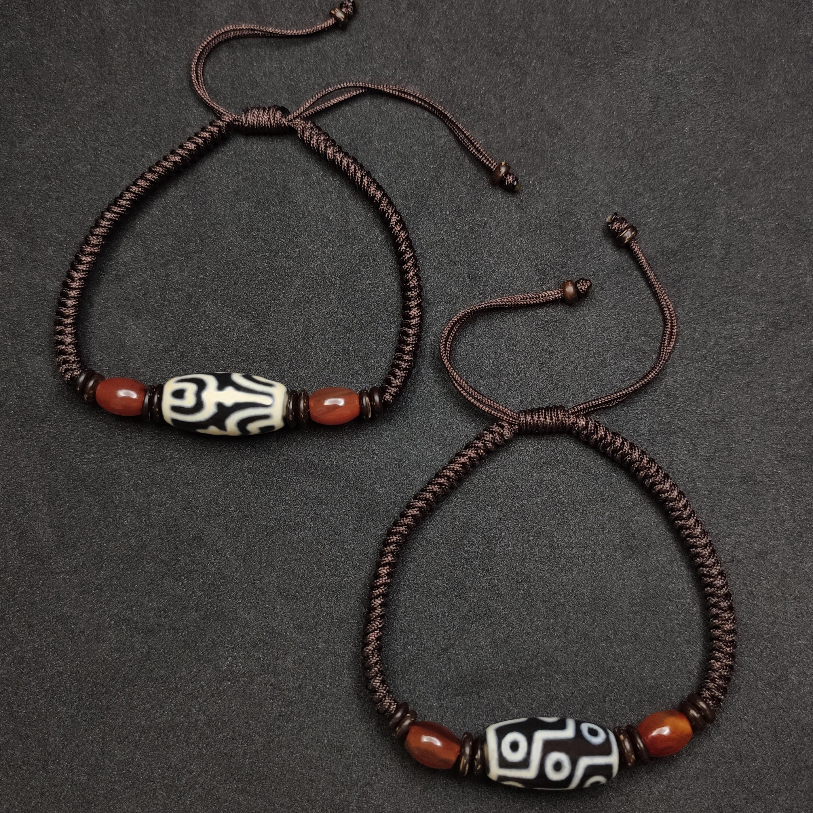 天玛西藏天珠玛瑙白毫九眼手串