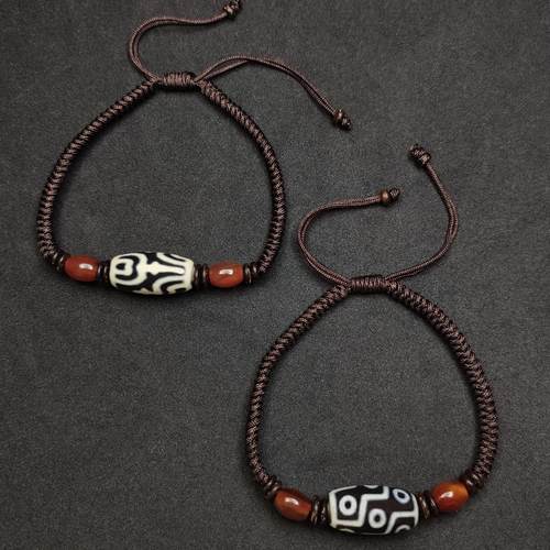 天玛西藏天珠玛瑙白毫九眼手串