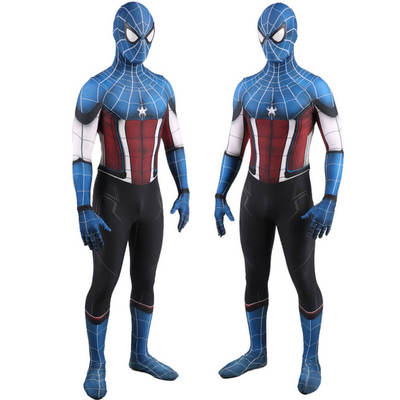 万圣节男款美国队长蜘蛛侠连体紧身衣Spiderman Cosplay扮演战衣