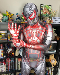 成人儿童PS5迈尔斯·莫拉莱斯蜘蛛侠连体紧身衣Spiderman Cos服