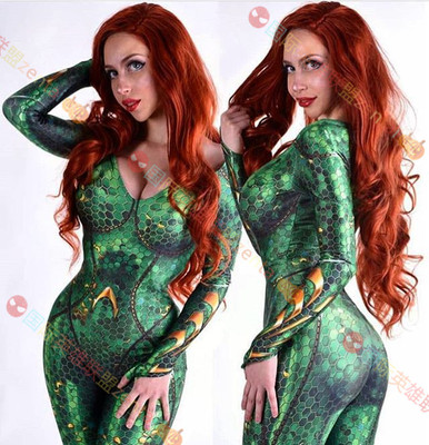 女款成人儿童电影DC正义联盟海王海后湄拉连体紧身衣Mera Cosplay
