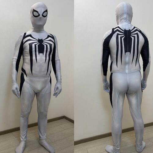 男款PS5反毒液蜘蛛侠连体紧身衣Spiderman Cos战衣万圣节扮演服