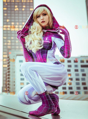 女版成人儿童格温连体紧身衣MJ&Gwen Cosplay扮演蜘蛛侠服无头套