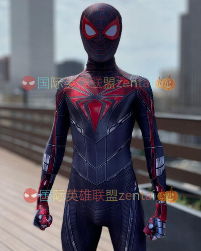 新成人儿童PS5迈尔斯·莫拉莱斯蜘蛛侠连体紧身衣Spiderman Cos服