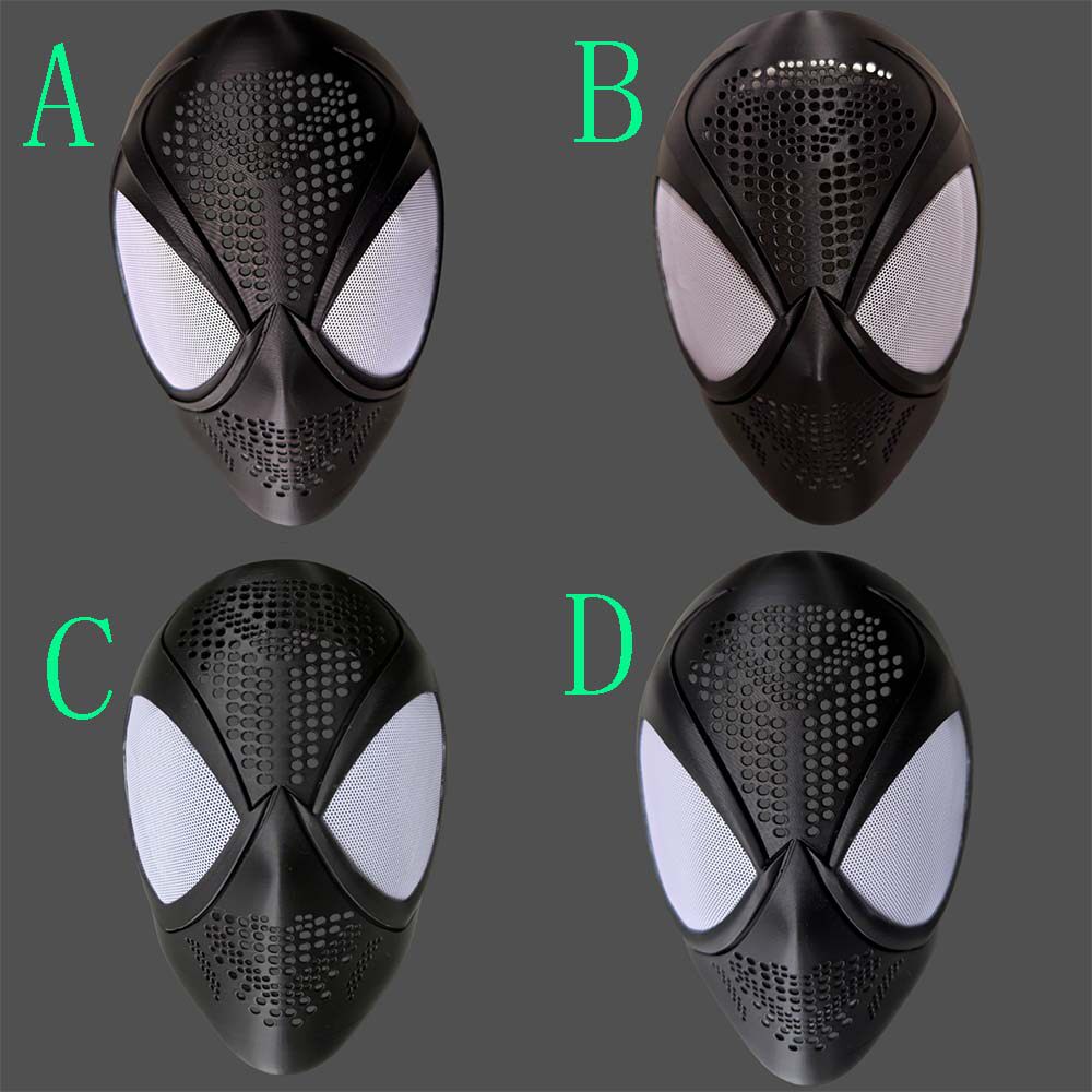 成人蜘蛛侠faceshell带透气孔磁吸眼睛黑色3D立体塑形面具 均码