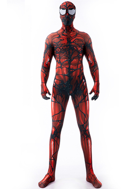 成人儿童男款电影红毒液屠杀蜘蛛侠连体紧身衣Symbiote Cosplay服