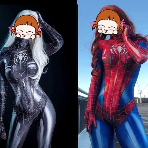 抖音同款女款成人儿童黑蜘蛛连体紧身衣黑猫Cosplay共生体套装