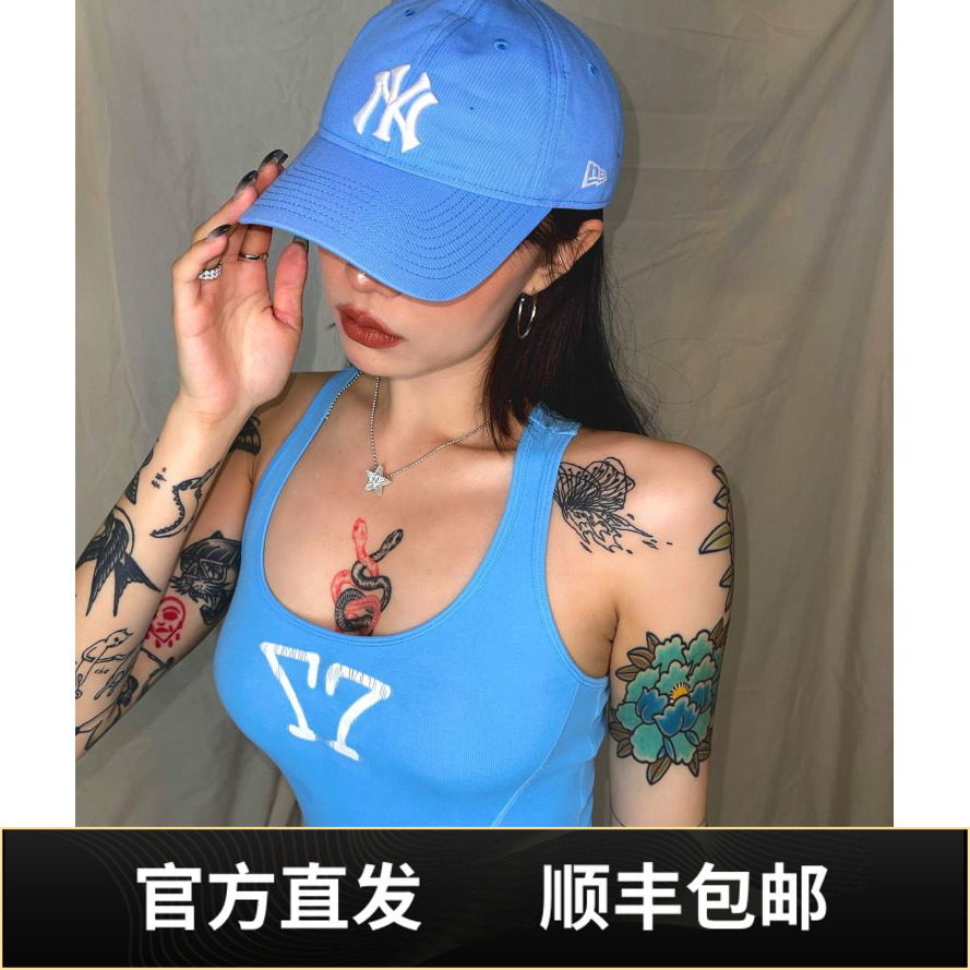 SMFK NY限定棒球帽天蓝鸭舌帽棒球帽子