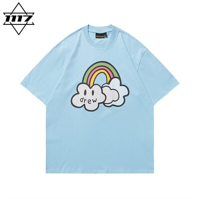 市面最顶版drew短袖彩虹笑脸t恤
