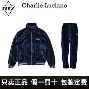 cl宽松休闲运动服男女情侣潮牌 Charlie Luciano反光条丝绒套装