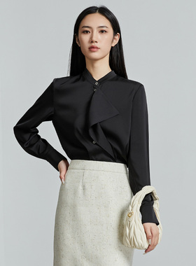 oldcolour优质精品秋季新款通勤法式感内搭长袖衬衫女P340103A1